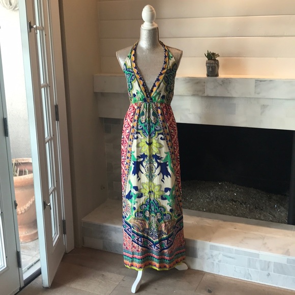 Flying Tomatoe Dresses & Skirts - Flying Tomatoe Boho Halter Maxi Dress S EUC